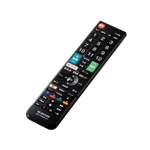 【正規代理店】 エレコム ERC-TV02BK-SH テレビリモコン シャープ アクオス対応 設定不要ですぐ使える 見やすい文字サイズ 押しやすいボタン Netflix / YouTube対応 ブラック