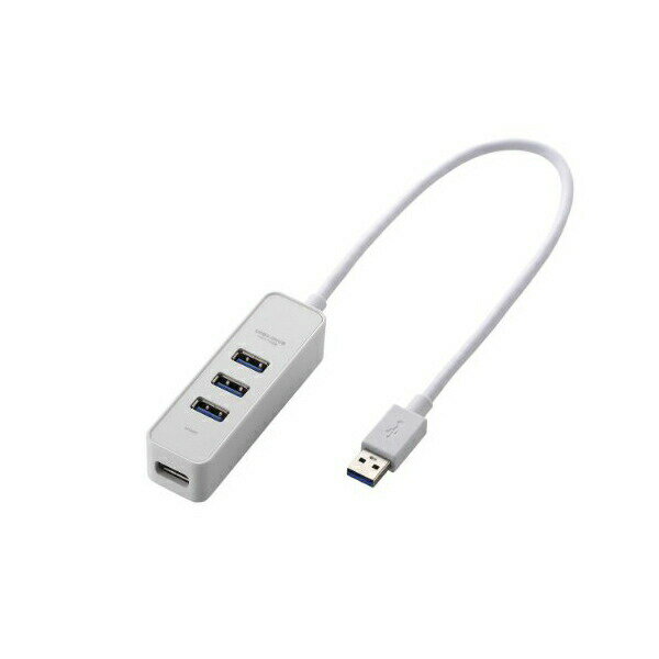 【正規代理店】 エレコム U3H-T405BWH USB3.0 ハブ 4ポート バスパワー マグネット付 ホワイト USBハブ USB 3.0 USBHUB マグネット