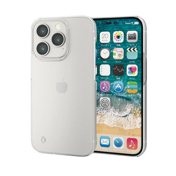 【正規代理店】 エレコム PM-A22CREPVCR iPhone 14 Pro ケース カバー ハード リサイクル樹脂 軽量 薄型 カメラ周り保護 ストラップホール付 高透明 クリア