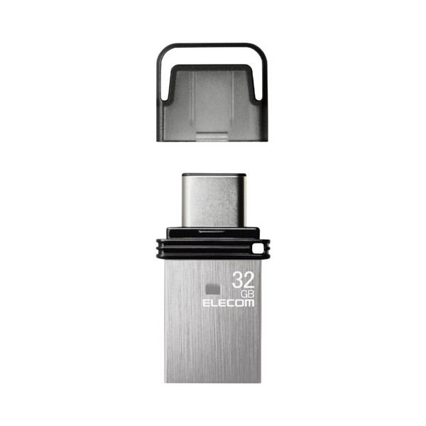【正規代理店】 エレコム MF-CAU32032GSV USBメモリ キャップ式 USB Type-C(TM) メモリ 32GB USB3.1(Gen1) Type-C シルバー ELECOM 1年保証 環境保全 セキュリティ データ転送速度 記録メディア パソコン周辺機器 容量 テープ 高品質