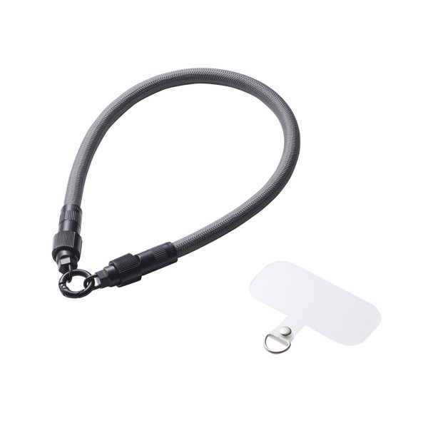 【正規代理店】 エレコム P-STHH1CC08BK スマホストラップ ケーブル 2in1 ( ハンドストラップ / 充電ケーブル ) USB Type-C to C 30cm PD 60W 急速充電 落下 紛失防止 ブラック