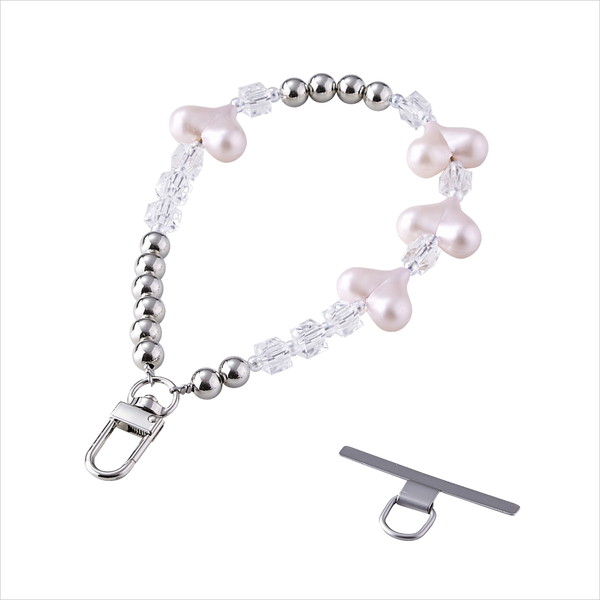 【正規代理店】 エレコム P-STHBEHPN スマホストラップ ハートビーズ ハンドストラップ 手首 落下防止 かわいい おしゃれ ストラップホルダーシート付き iPhone/Android対応 携帯ストラップ ピンク