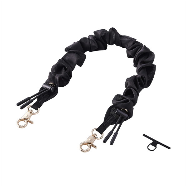 【正規代理店】 エレコム P-STHSCEBK スマホストラップ シュシュ風デザイン ハンドストラップ 手首 落下防止 軽量 長さ調整可 ストラップホルダーシート付き iPhone/Android対応 ブラック