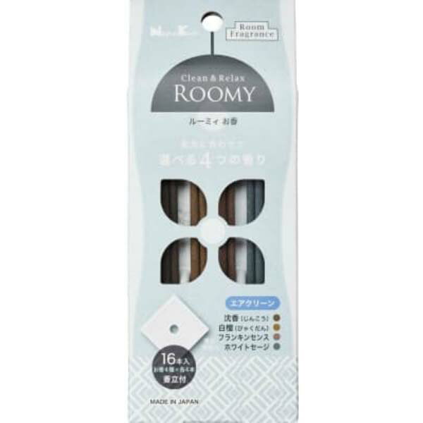 【10個セット】 日本香堂 ROOMY C&R エアクリーン16本 香立付 ルーミィ 室内香 スティックタイプ お香立て付 ホワイトセージ 沈香 ホワイト 白檀 定番 インセンス 香立て付 フランキンセンス 自宅用 お線香 ルームフレグランス アロマ 線香