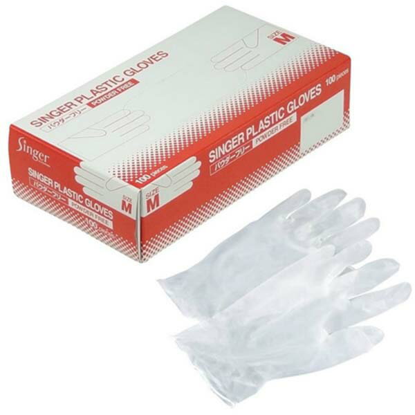 【10個セット】 シンガープラスチック手袋パウダーフリーM100枚 シンガー タイプ 手袋 軍足 ビニール手袋 パウダーフリー 使いきり手袋 クリア 宇都宮製作 プラスチック 業務用 入数 粉なし ビニール 使い捨て手袋 オレンジブック サイズ 作業用手袋