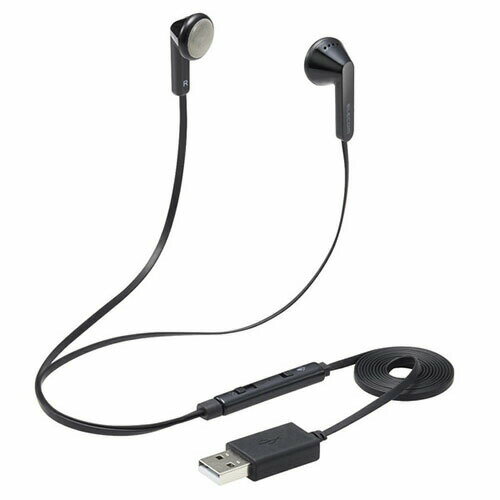 【2個セット】エレコム HS-EP19UBK ヘッドセット イヤホン インナーイヤー USB 両耳 セミオープン ミュートスイッチ付き インラインコントローラー ブラック PS4 / 5 NINTENDO SWITCH