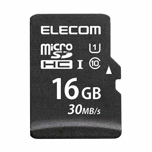 ■読み出し最大30MB/sの高速データ転送を実現するmicroSDメモリカードです。 ■※最大転送速度は当社環境による実測値であり、すべての環境において保証するものではありません。 ■高速インターフェース規格であるUHS-/UHSスピードクラスの「Class1」、および読み書き時の最低速度を保証するSDスピードクラスの「class10」に対応しています。 ■1年間の保証期間内で1回限り、無償でデータ復旧サービスを利用可能です。 ■※データ復旧サービスは、製品状態により必ずしもすべてのデータが完全に復旧することをお約束するものではなく、データ損害については当社は責任を負いかねます。 ■スマートフォンやタブレットなどでの使用に最適です。 ■SD変換アダプタが付属しています。 ■JIS防水保護等級7(IPX7)に準拠し、メモリカードの交換時などにうっかり水に濡れてしまっても安心の防水仕様です。※変換アダプタは防水ではありません。 ■CPRM技術を採用した著作権保護機能を搭載しています。 ■※UHS-インターフェース非対応機器でも動作可能です。対応機器で使用することで本来の性能を発揮します。 ■保証期間を「1年間」としていますので、安心してご利用いただけます。■メモリ規格：microSDHC,Class10,UHS-I ■インターフェイス：microSD ■メモリ容量：16GB ■最大転送速度：読み出し:30MB/s ■最低保証速度：10MB/sec ■外形寸法：幅15.0mm×高さ11.0mm×奥行1.0mm ■重量：約0.4g ■付属品：SD変換アダプタ×1 ■保証期間：1年(データ復旧サービス含む) ■その他：「JIS防水保護等級7(IPX7)」に準拠(※)本体のみ万が一の時でも無償でデータを復旧!1年間の保証期間内に1回限り無償でデータ復旧サービスを利用できるmicroSDHCメモリカードです。