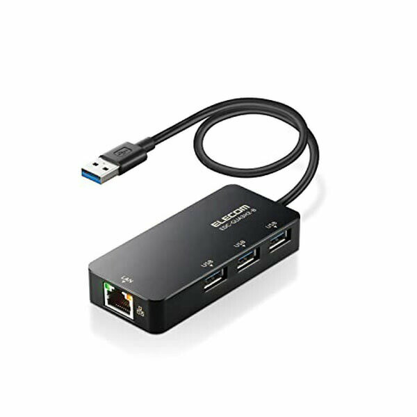 エレコム EDC-GUA3H2-B ELECOM 有線LANアダプター USB3.0 USB-A USB→RJ45 変換アダプター ギガビット ネットワーク機器 ブラック コンパクト 有線 便利 アダプタ 送料無料