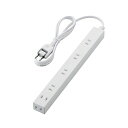 【2個セット】エレコム T-NSLK-2610WH 電源タップ 1m コンセント 延長コード タップ 差込口の間隔が広い 幅広スリムタップ 雷ガード内蔵 ほこり防止シャッター付 ホワイト 6個口 1m 高品質(2)