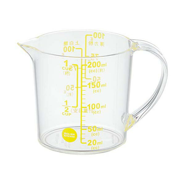 DELISH KITCHEN パール金属 計量カップ イエロー 11×8×6.5cm 大きい目盛 耐熱 200ml CC-1317 高品質