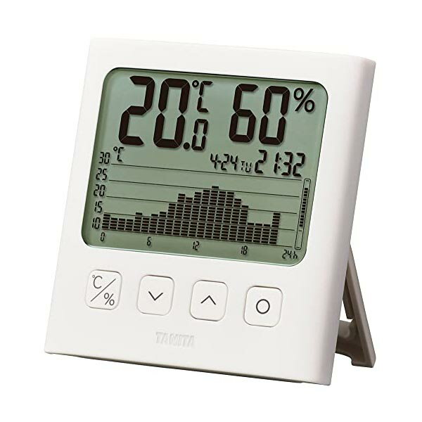 【2個セット】タニタ 温湿度計 時計 カレンダー 温度 湿度 デジタル グラフ付 ホワイト TT-580 WH 温湿度の変化を確認