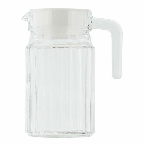ベストコ ND-2355 ガラス ピッチャー 0.5L ホワイト クアドロピッチャー Bestco 容器 お茶ポット 角型 ジャグ ポット 冷茶ポット ウォーターポット サーバー 洗いやすい 麦茶 冷水ポット 蓋付き 冷水筒