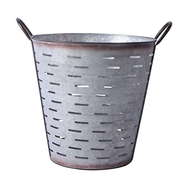 ベストコ 鉢カバー バスケット L 小物入れ ブリキ ラウンド NE-724 アンティーク メッシュ