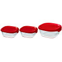 【3個セット】 ハリオ KST-2012-R () 耐熱ガラス製保存容器3個セット 満水容量S/250ml、 M/600ml レッド HARIO 容器 お礼 御祝 オーブン調理 食器 入学内祝い 雑貨品 結婚 おかず 蓋つき プレゼント メッセージカード 人気商品(3)