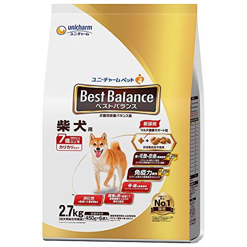 ●本体サイズ (幅X奥行X高さ) :26.5×16×39cm●本体重量:2.7801kg●原産国:日本●ブランド：ベストバランス●・7歳以上の柴犬に合わせた専用粒サイズ設計 ・輝く毛艶、皮膚の健康維持のために、オメガ6&3脂肪酸をバランスよく調整 ・皮膚の健康維持のために、ビタミンA、B群、C、Eを強化 ・消化性に配慮した原材料を配合 ・骨、歯の健康維持のために、カルシウム、リンをバランスよく調整 ・ビタミンE強化で、健康維持により免疫力維持をサポート ・健康な便に配慮して食物繊維たっぷりの素材を配合穀類(トウモロコシ、小麦粉、コーングルテンミール、パン粉、玄米等)、肉類(チキンミール、チキンエキス等)、魚介類(フィッシュミール、フィッシュエキス、小魚パウダー)、豆類(大豆、大豆パウダー、大豆エキス)、動物性油脂、野菜類(ビートパルプ、ニンジンパウダー、カボチャパウダー、ホウレンソウパウダー)、酵母、糖類(ショ糖、オリゴ糖)、ミネラル類(カルシウム、塩素、コバルト、銅、鉄、ヨウ素、カリウム、マンガン、ナトリウム、亜鉛)、ビタミン類(A、B1、B2、B6、B12、C、D、E、K、コリン、ナイアシン、パントテン酸、ビオチン、葉酸)、ミルクカルシウム、酸化防止剤(ミックストコフェロール、ハーブエキス)●ペットの種類：イヌ●ペットの品種：柴犬●製造元リファレンス：235316●ペットの成長段階：シニア●商品の形状：ペレット●サイズ：2.7キログラム● 1●特殊な用途：オーラルヘルス, 免疫サポート●電池使用：いいえ●原材料：穀類(トウモロコシ、小麦粉、コーングルテンミール、パン粉、玄米等)、肉類(チキンミール、チキンエキス等)、魚介類(フィッシュミール、フィッシュエキス、小魚パウダー)、豆類(大豆、大豆パウダー、大豆エキス)、動物性油脂、野菜類(ビートパルプ、ニンジンパウダー、カボチャパウダー、ホウレンソウパウダー)、酵母、糖類(ショ糖、オリゴ糖)、ミネラル類(カルシウム、塩素、コバルト、銅、鉄、ヨウ素、カリウム、マンガン、ナトリウム、亜鉛)、ビタミン類(A、B1、B2、B6、B12、C、D、E、K、コリン、ナイアシン、パントテン酸、ビオチン、葉酸)、ミルクカルシウム、酸化防止剤(ミックストコフェロール、ハーブエキス)