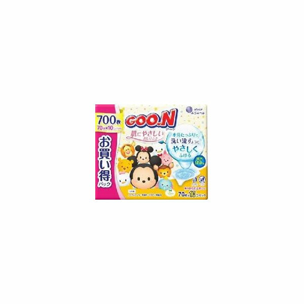 グーン 肌にやさしいおしりふき 日本製 70枚×10P 4パックセット(ケース販売)