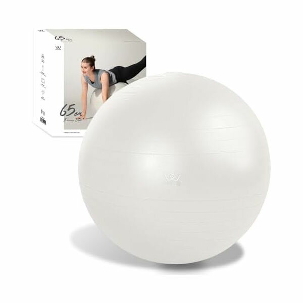 アルインコ ALINCO バランスボール 直径65cm 椅子 スツール 軽量 空気入れ付き 運動マニュアル付き ストレッチ フィットネス ヨガ エクササイズ バランス運動 家庭用 WBF065W ホワイト