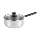 【2個セット】ヨシカワ クック・ルック ベーシック 片手鍋 20cm 2.7L IH・ガス火両用 ガラス蓋 ステンレス 燕三条 日本製 SJ3772 高品質(3)