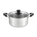 【5個セット】ヨシカワ クック・ルック ベーシック 両手鍋 22cm 4.3L IH・ガス火両用 ガラス蓋 ステンレス 燕三条 日本製 SJ3774 高品質