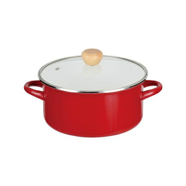 パールキンゾク パール金属 鍋 両手鍋 22cm ホーロー 琺瑯 IH対応 ガラス蓋付 レッド アミュレット HB-4884