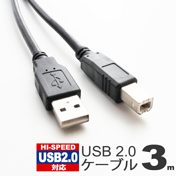 【 送料0円 】 USBケーブル 3m 2 ブラック ハイス