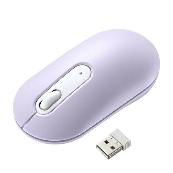サンワサプライ MA-WBS327PP ワイヤレスマウス 無線 2.4GHz ブルーLED 静音 薄型小型 持ち運び かわいい 3ボタン 左右対称 DPI切替 パーブル