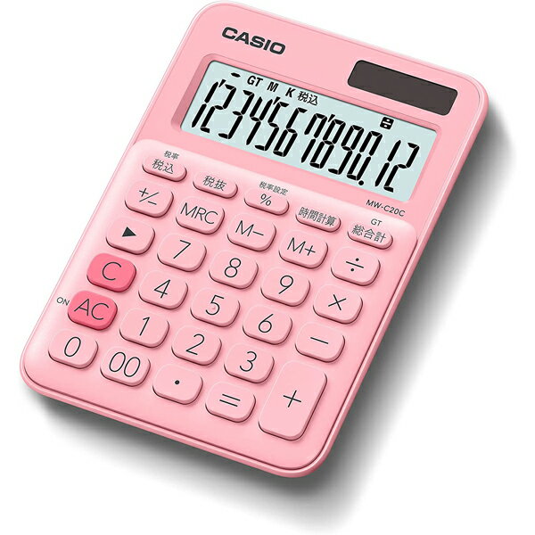 カシオ MW-C20C-PK-N 電卓 12桁 カラフル電卓 ペールピンク ミニジャストタイプ 計算機 CASIO