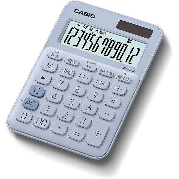 カシオ MW-C20C-LB-N 電卓 12桁 カラフル電卓 ペールブルー ミニジャストタイプ 計算機 CASIO