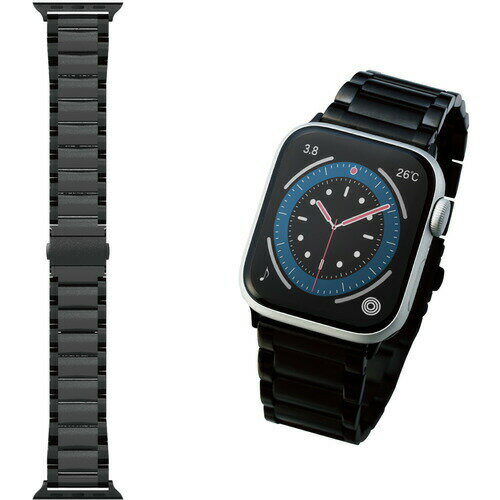 【3個セット】 エレコム AW-44BDSS3BK Apple Watch 45 44 42mm バンド プレミアムステンレス 3連タイプ ブラック