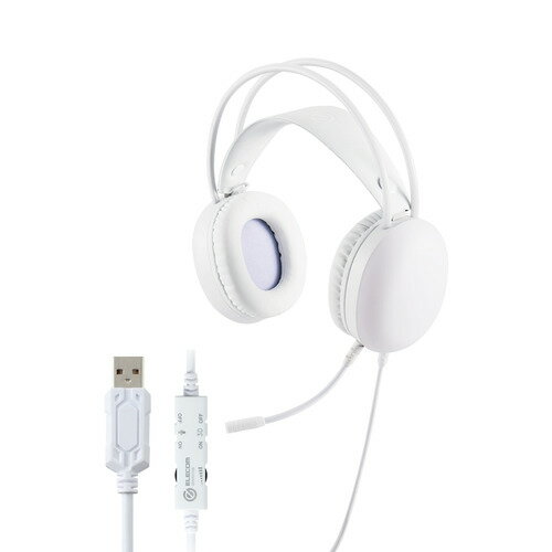 【10個セット】 エレコム HS-G09SUWH LEDハウジングゲーミングヘッドセット(USBモデル)