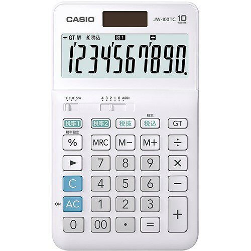 【3個セット】 カシオ JW-100TC-N W税率電卓 10桁 【3個セット】 カシオ JW-100TC-N W税率電卓 10桁