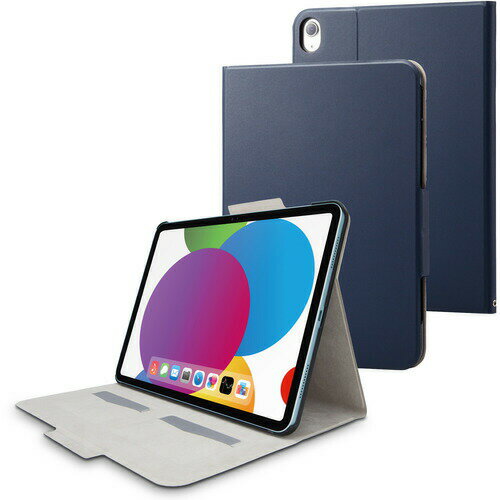 【2個セット】 エレコム TB-A22RWVFUNV iPad 第10世代 フラップケース ソフトレザー フリーアングル スリープ対応 ネイビー TBA22RWVFUNV