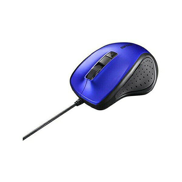 バッファロー有線 BlueLED 静音 5ボタンマウス ブルー BSMBU300BL 高品質