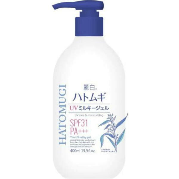 【24個セット】 熊野油脂 麗白 ハトムギ UVミルキージェル SPF31 PA+++ ポンプタイプ 大容量 400ML 日焼け止め ミルキージェル レイハク ポンプ