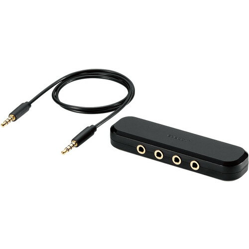 Rakuten - エレコム EHP-35AD03BK イヤホンジャック マルチイヤホンスプリッター 3分配 φ3.5mm 4極 ミニジャック×4 ボイスチャット 通話 ブラック