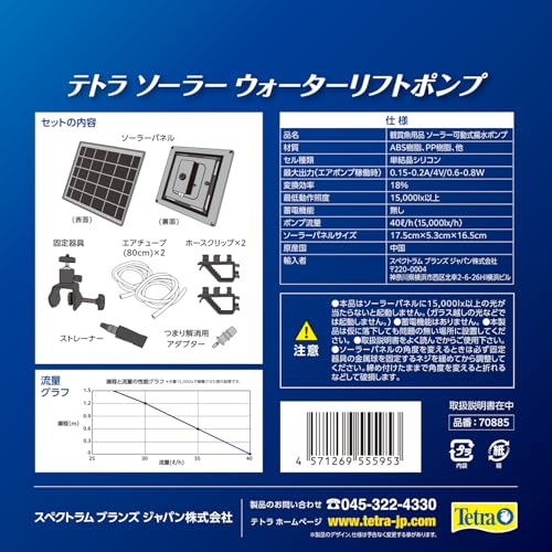 むさしのメディア 楽天市場店のスペクトラム ブランズ ジャパン テトラ ソーラーウォーターリフトポンプ｜アングル2
