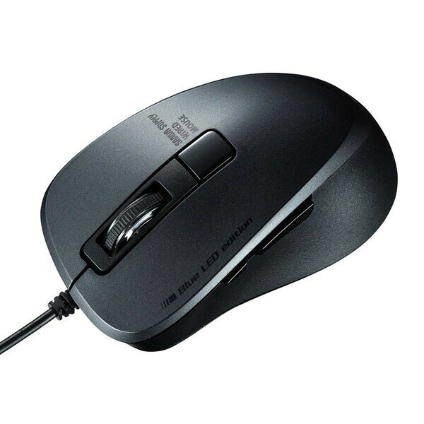 Trackball - サンワサプライ MA-BL156BK 静音有線ブルーLEDマウス（5ボタン） ペリフェラル マウス SANWA SUPPLY 高品質