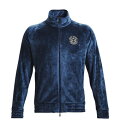 バスケットジャケット ウェア ベロア 秋冬物 アンダーアーマー UnderArmour UA Velour Track Jacket Navy/Metallic Silver ストリート 【MEN'S】