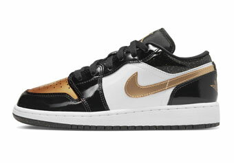 バスケットシューズ バッシュ スニーカー ジョーダン Jordan Air Jordan 1 Low SE GS GS Black/Metallic Gold/White ストリート 【GS】キッズ