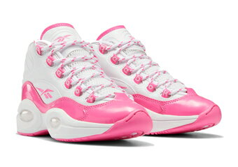 バスケットシューズ バッシュ スニーカー リーボック Reebok Question Mid Atomic Pink GS White/Pink ストリート 【GS】キッズ