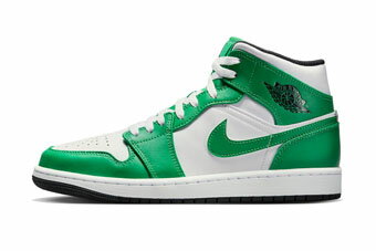 バスケットシューズ バッシュ スニーカー ジョーダン Jordan Air Jordan 1 Mid Lucky Green/White ストリート バスケットシューズ バッシュ スニーカー ジョーダン Jordan Air Jordan 1 Mid Lucky Green/White ストリート
