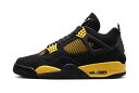 バスケットシューズ バッシュ スニーカー ジョーダン Jordan Air Jordan 4 Retro Thunder Black/Yellow ストリート