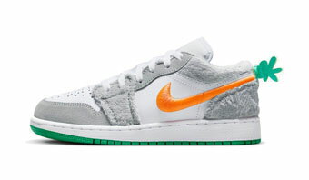 バスケットシューズ バッシュ スニーカー ラビット ジョーダン Jordan Air Jordan 1 Low SE GS Rabbit GS Gray/White/Green/Orange ストリート 【GS】キッズ