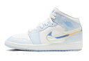 バスケットシューズ バッシュ スニーカー ジョーダン Jordan Air Jordan 1 Mid　SE GS Glitter Swoosh GS White/L.Blue ストリート 【GS】キッズ