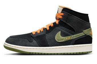 バスケットシューズ バッシュ スニーカー ジョーダン Jordan Air Jordan 1 Mid SE Craft Anthracite/Light Olive ストリート バスケットシューズ バッシュ スニーカー ジョーダン Jordan Air Jordan 1 Mid SE Craft Anthracite/Light Olive ストリート