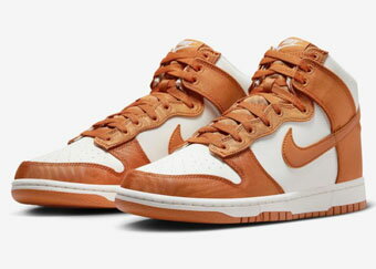 バスケットシューズ バッシュ スニーカー サテンキャンバス ナイキ Nike Dunk high Retro SE Monarch Brown/Sail ストリート 2