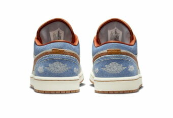 バスケットシューズ バッシュ スニーカー ジョーダン Jordan Wmns Air Jordan 1 Low SE Denim Swoosh W Phantom/Coconut Milk/Brown/Blue ストリート 【WOMEN'S】 3