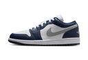 バスケットシューズ バッシュ スニーカー ジョーダン Jordan Air Jordan 1 Low White/Navy/Gray ストリート
