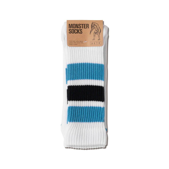 バスケ@TOKYO UltimateCollectionのバスケットソックス ウェア クルーソックス アクター AKTR MONSTER SOCKS WHITExBLUE｜アングル2