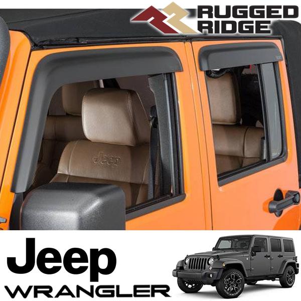 RUGGED RIDGE ドアバイザー 4ピース マッドブラック プラスチック 07-18y JK ラングラー 4ドア 11349.12